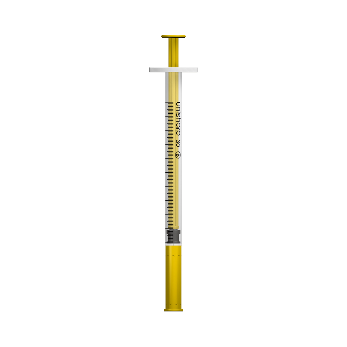 Unisharp 1ml 30G fixed needle syringe: gold